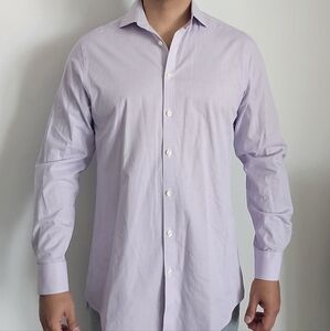Charles Tyrwhitt Lilac Check Dress Shirt | Extra Slim Fit | Size 16.5 / 35